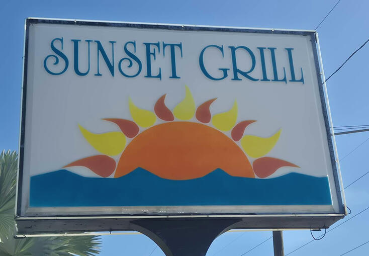 Sunset Grill restaurant sign